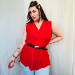 Holiday red sleeveless blouse